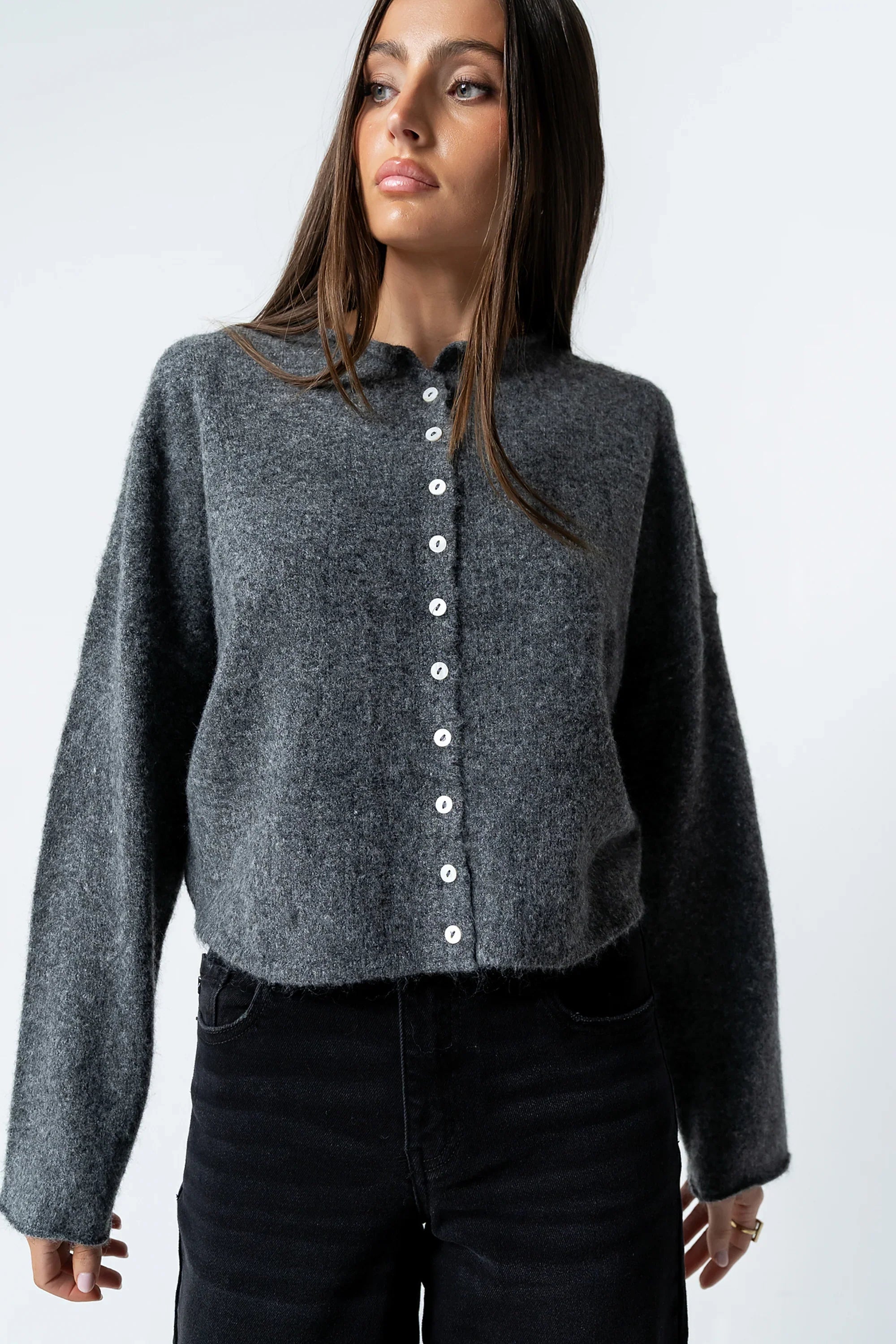 Maci Cardigan in Charcoal FINAL SALE