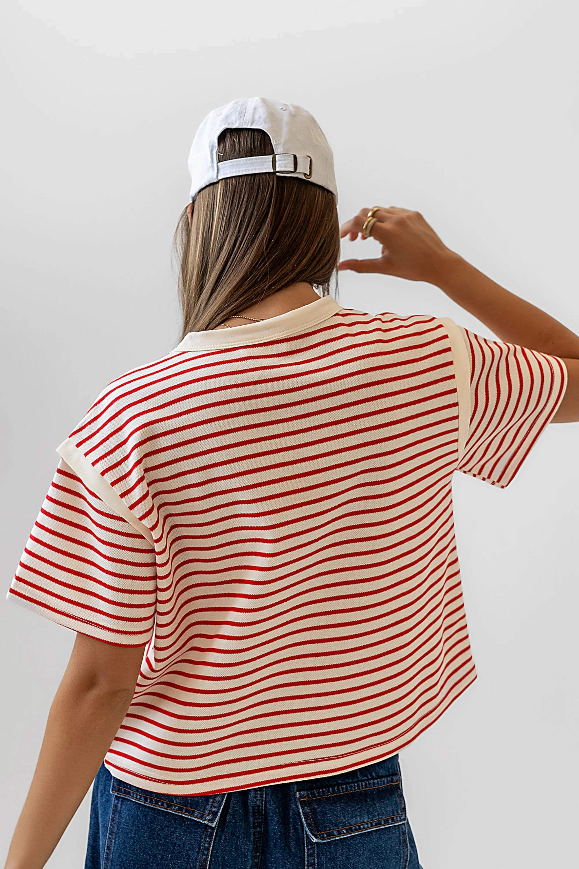 Ryker Striped T Shirt in Red FINAL SALE