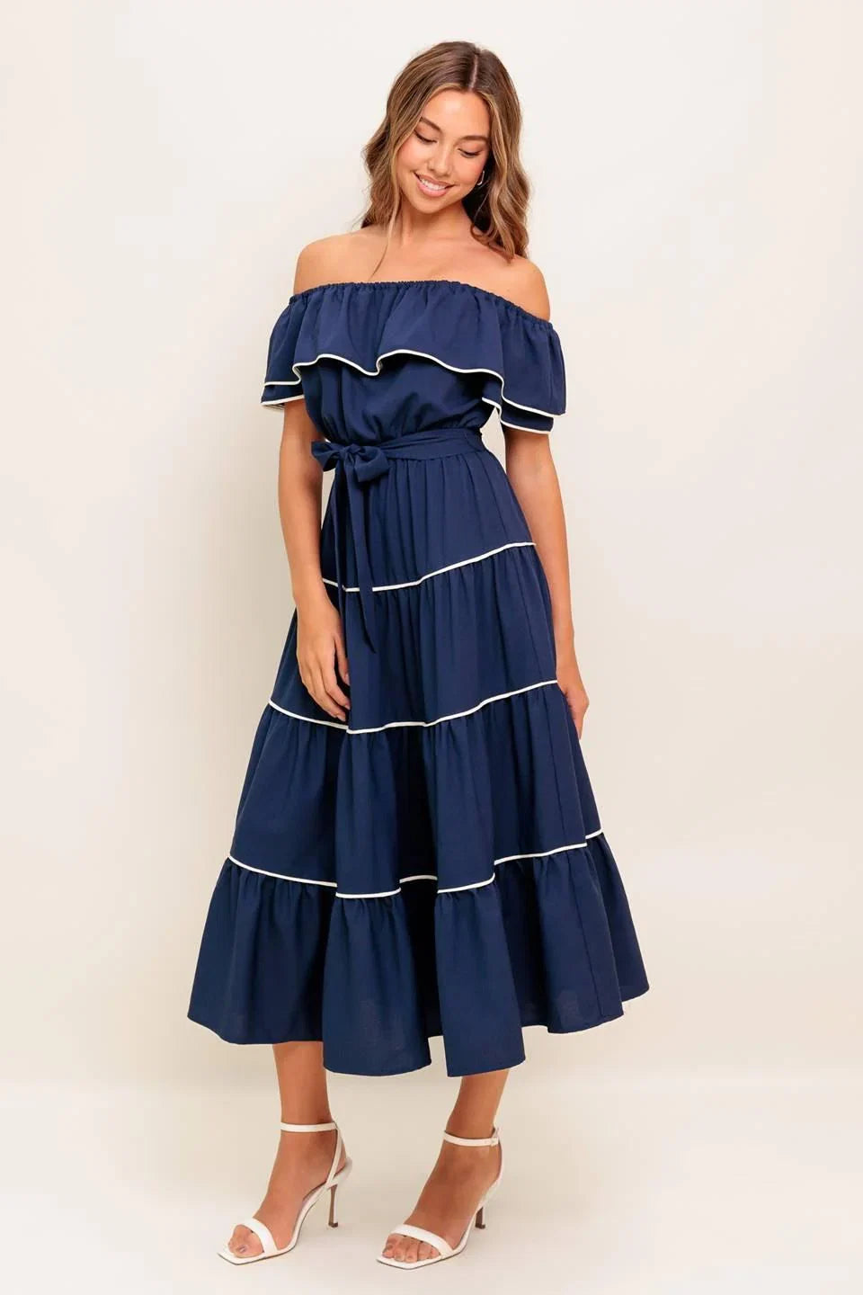 BUTTERCREAM DREAM NAVY MIDI DRESS