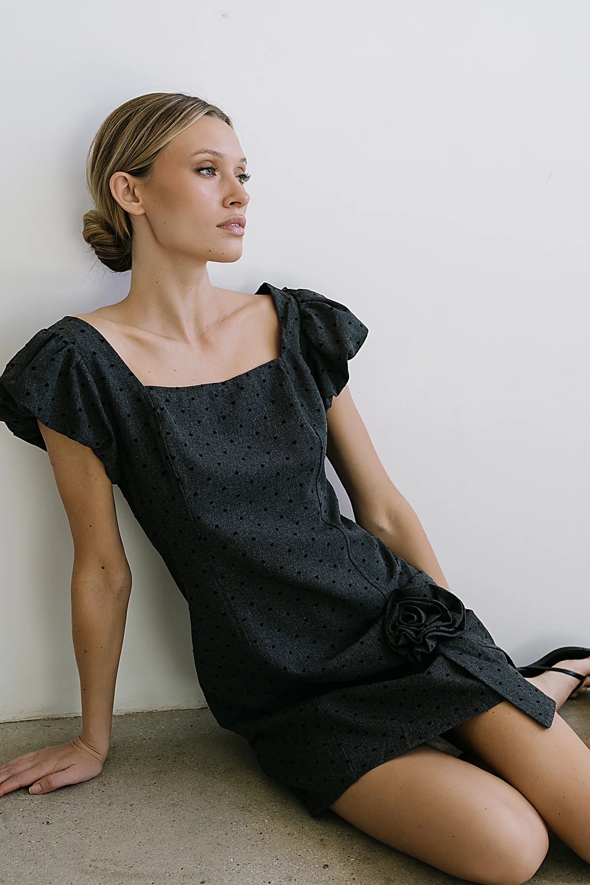 Joana Mini Dress in Charcoal
