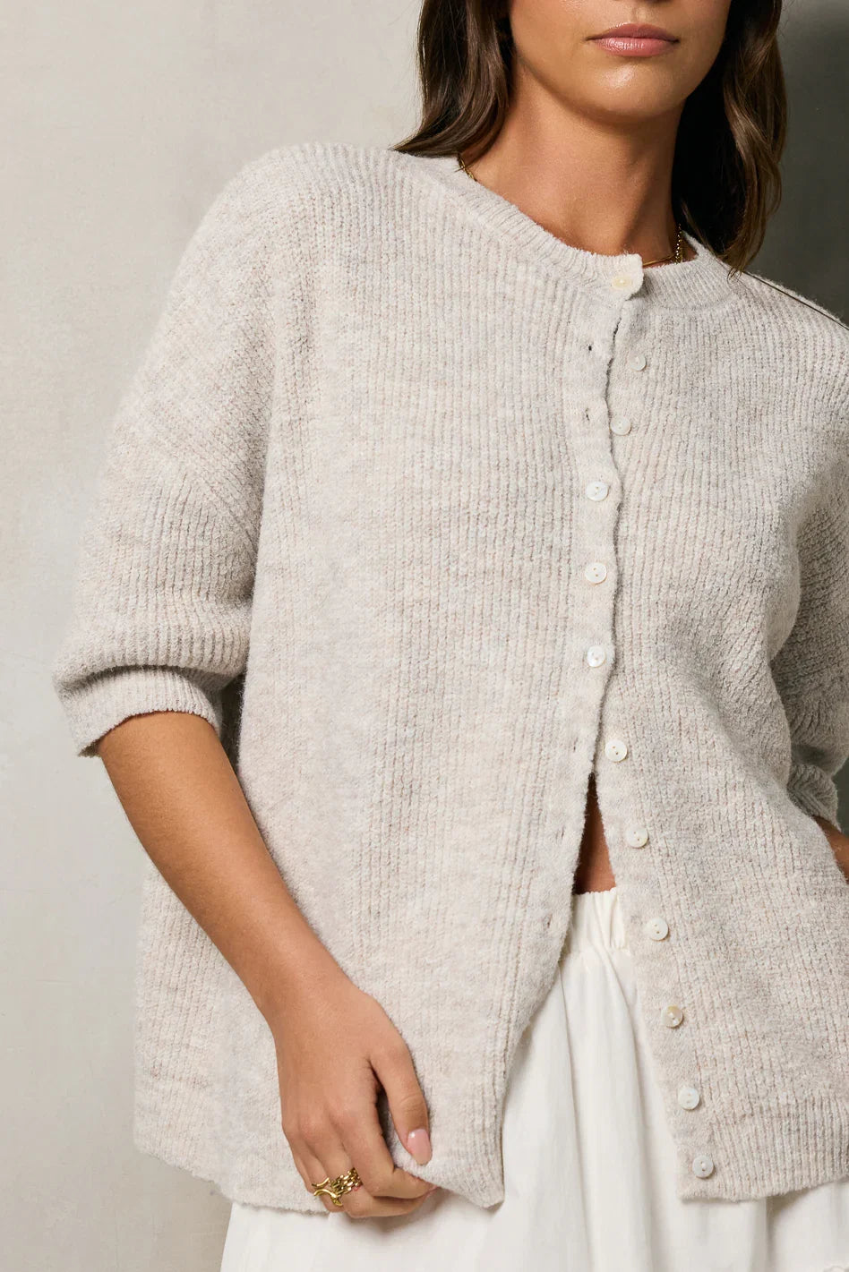 Leah Knit Cardigan in Oatmeal