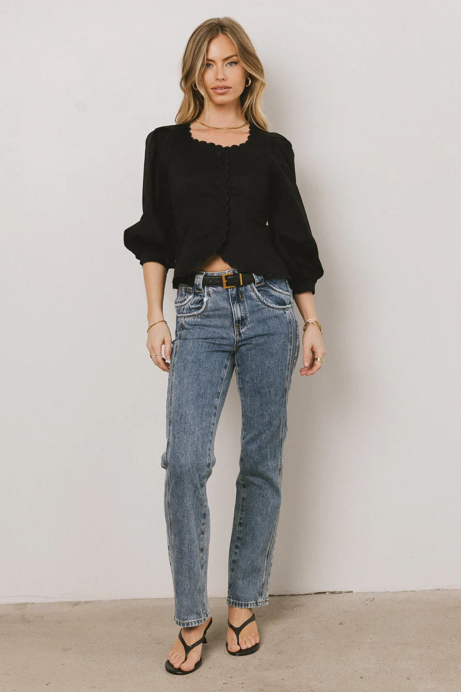 Yara Button Down Top in Black