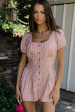Aislynn Gingham Romper in Red