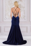 Novalee Gown Navy Hot Stone Dress With Lace Up Back