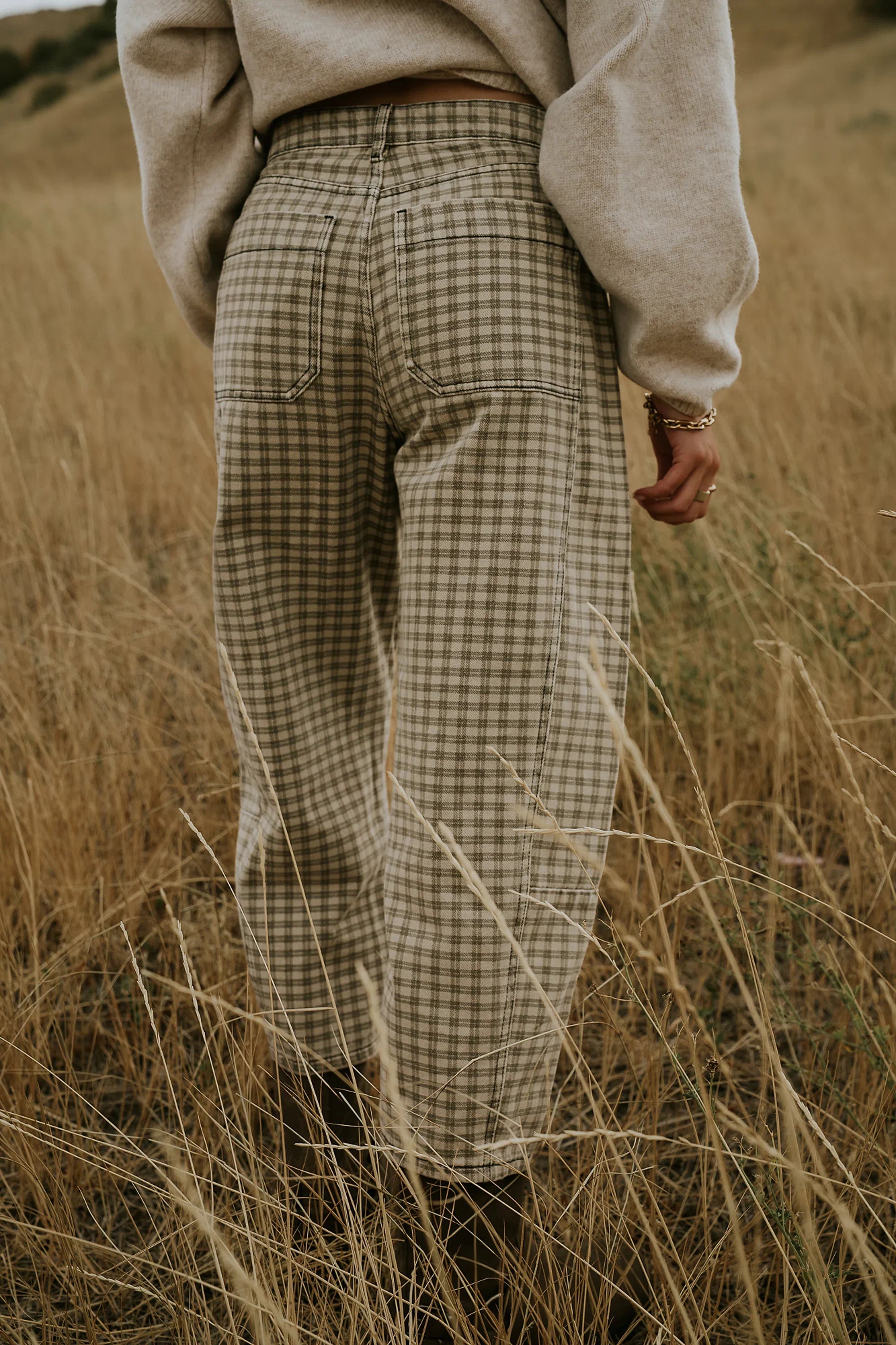 Nala Plaid Barrel Jeans FINAL SALE