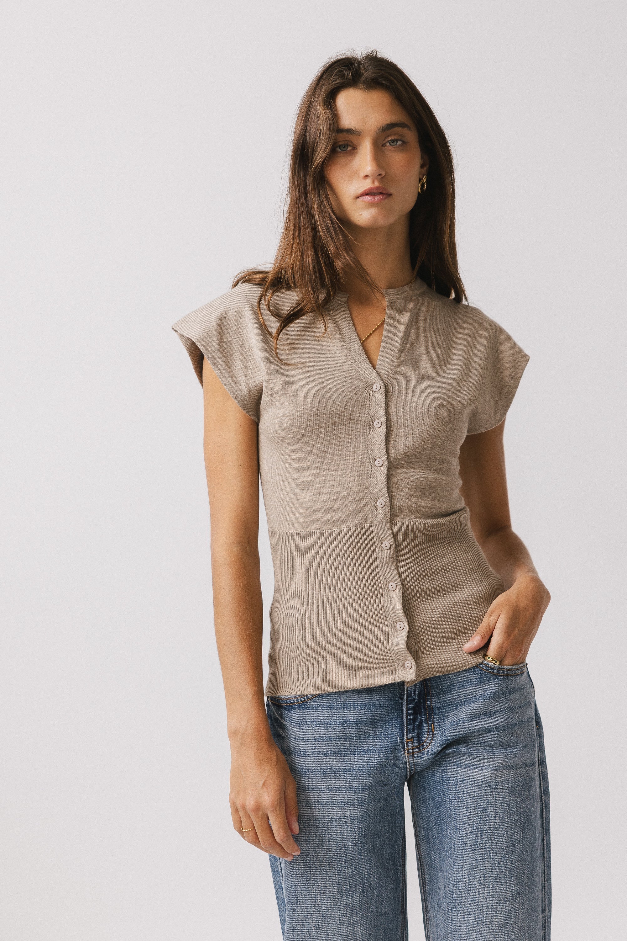 Marco Knit Top in Taupe