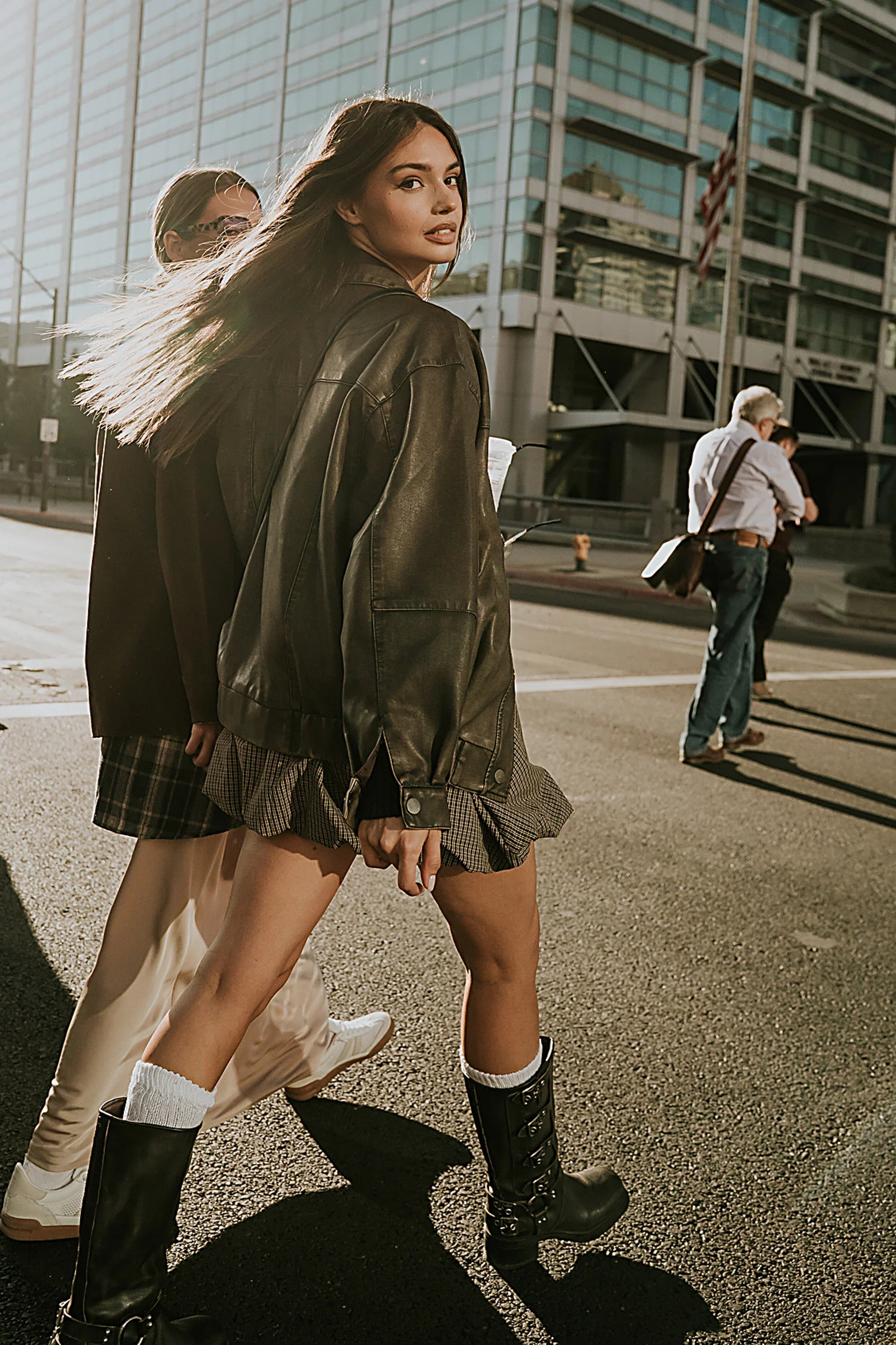 Brecken Vegan Leather Jacket in Brown FINAL SALE