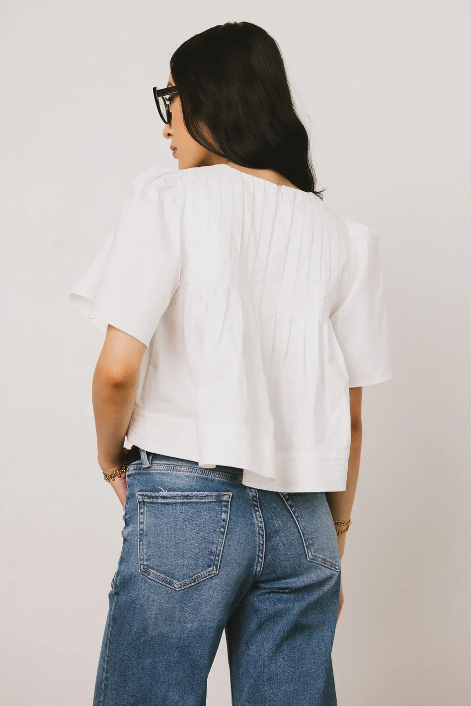 Isha Pleated Top in White FINAL SALE