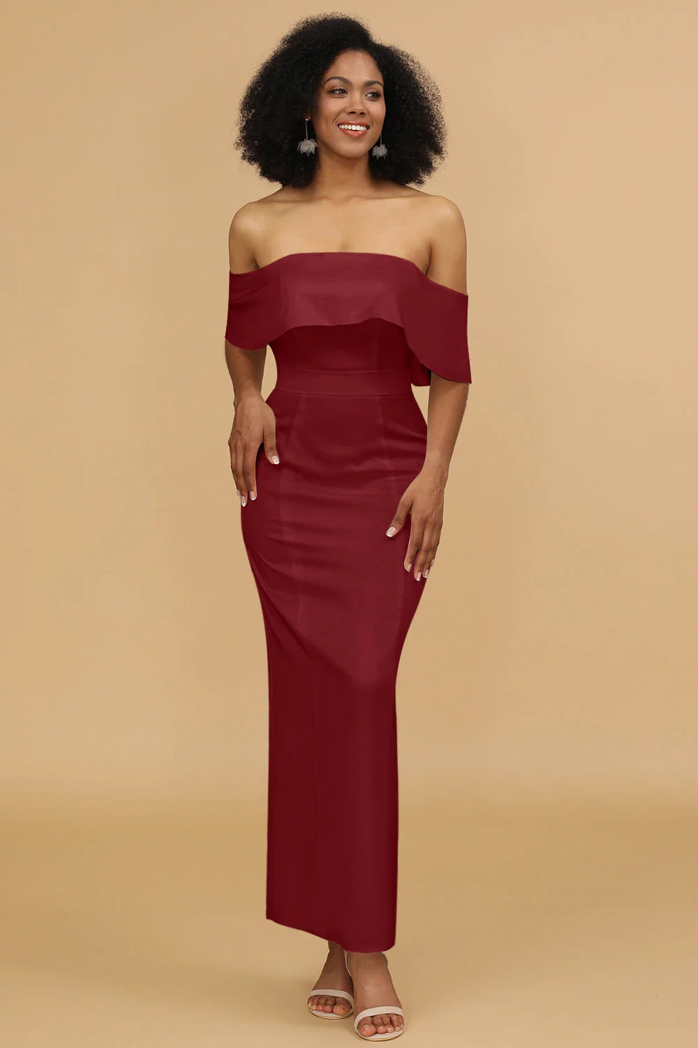 Mermaid Off the Shoulder Floor Length Satin Bridesmaid Dress