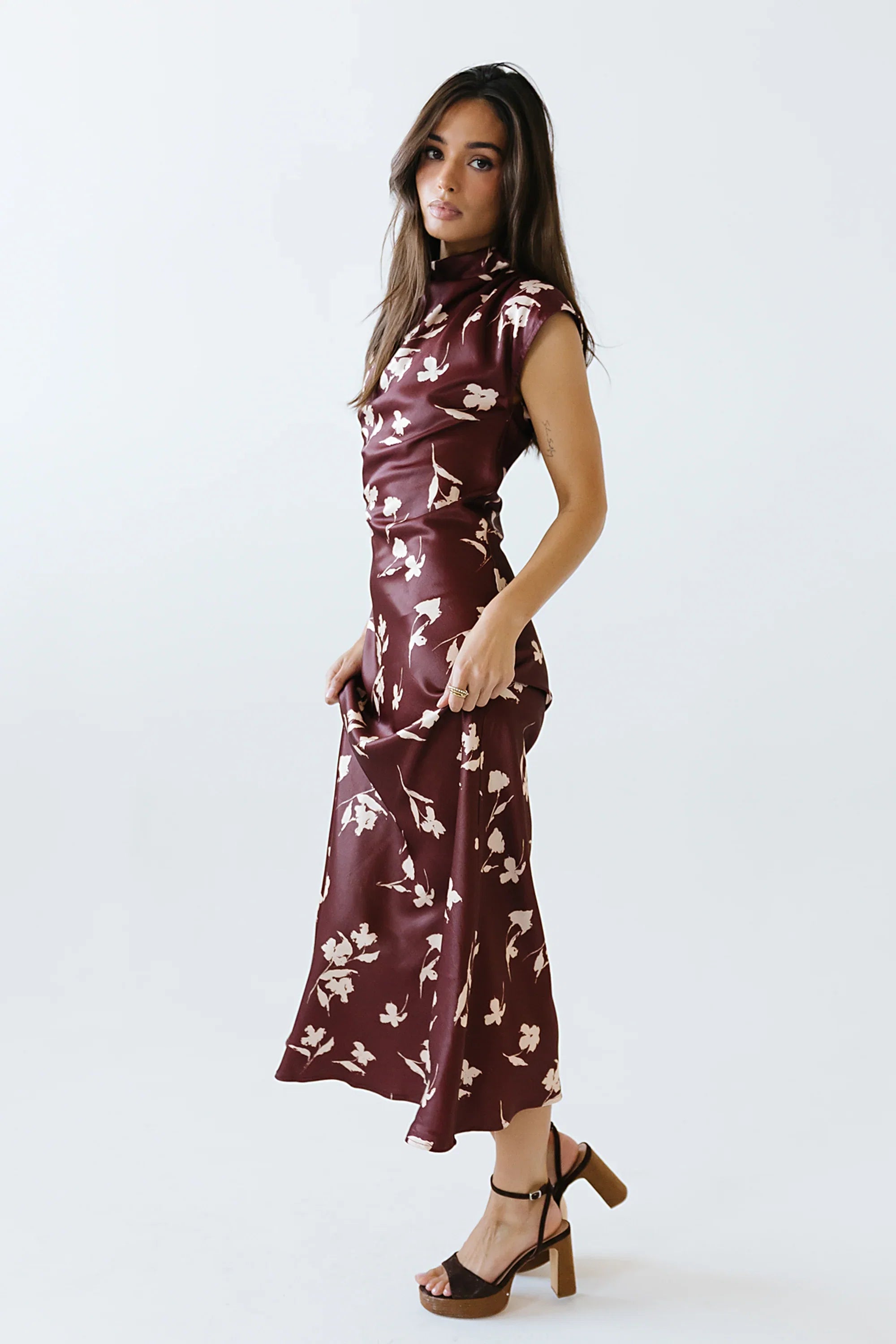 Carson Floral Maxi Dress in Red Brown FINAL SALE