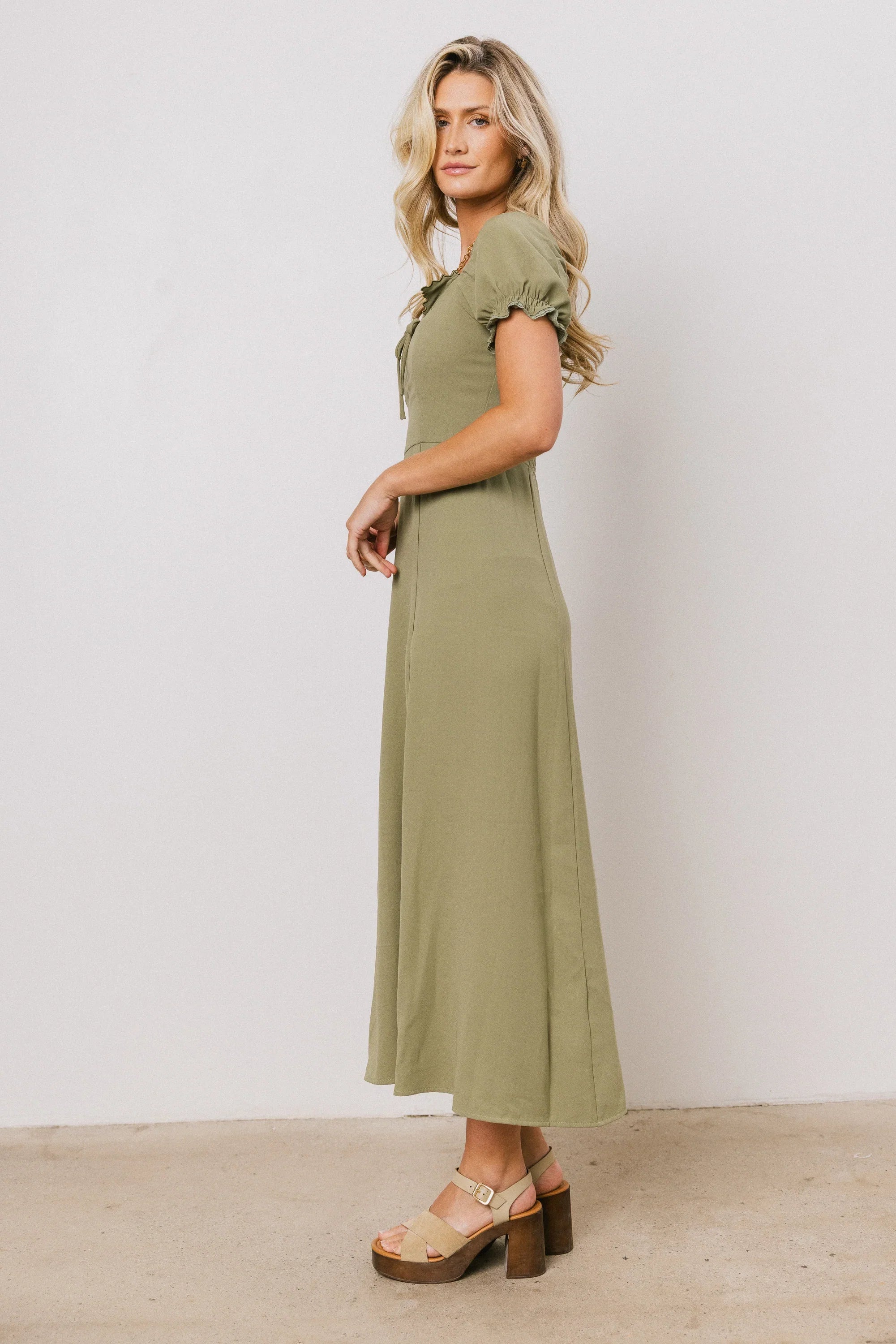 Maddox Midi Dress in Sage FINAL SALE