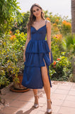 Maeve Corset Midi Dress Navy