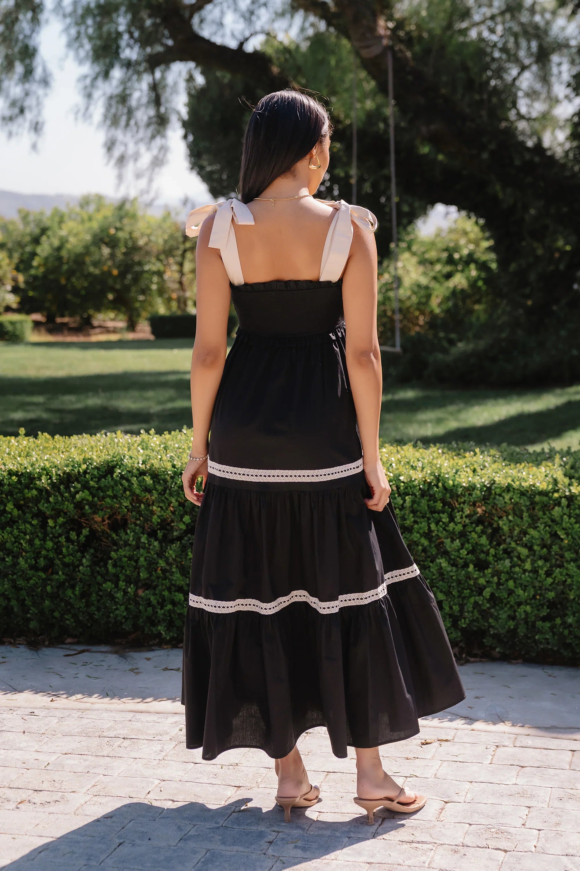 Mollie Tiered Maxi Dress in Black