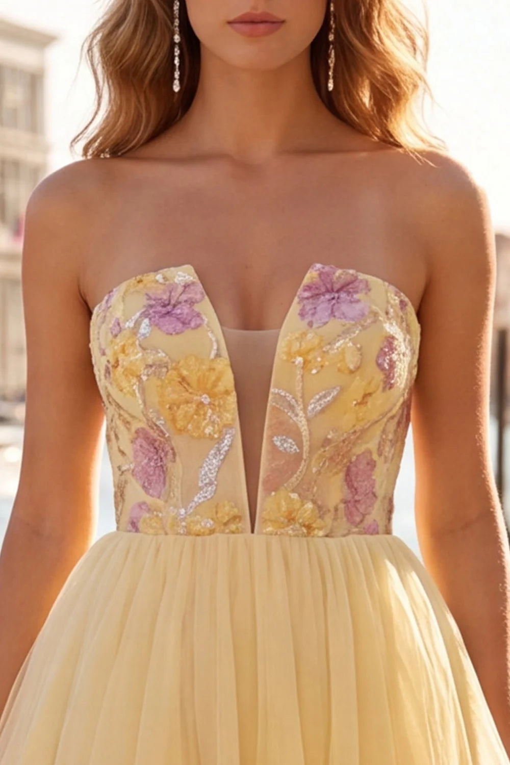 Orange Embroidered A Line Strapless Short Homecoming Dress