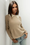 Libby Peplum Sweater in Taupe