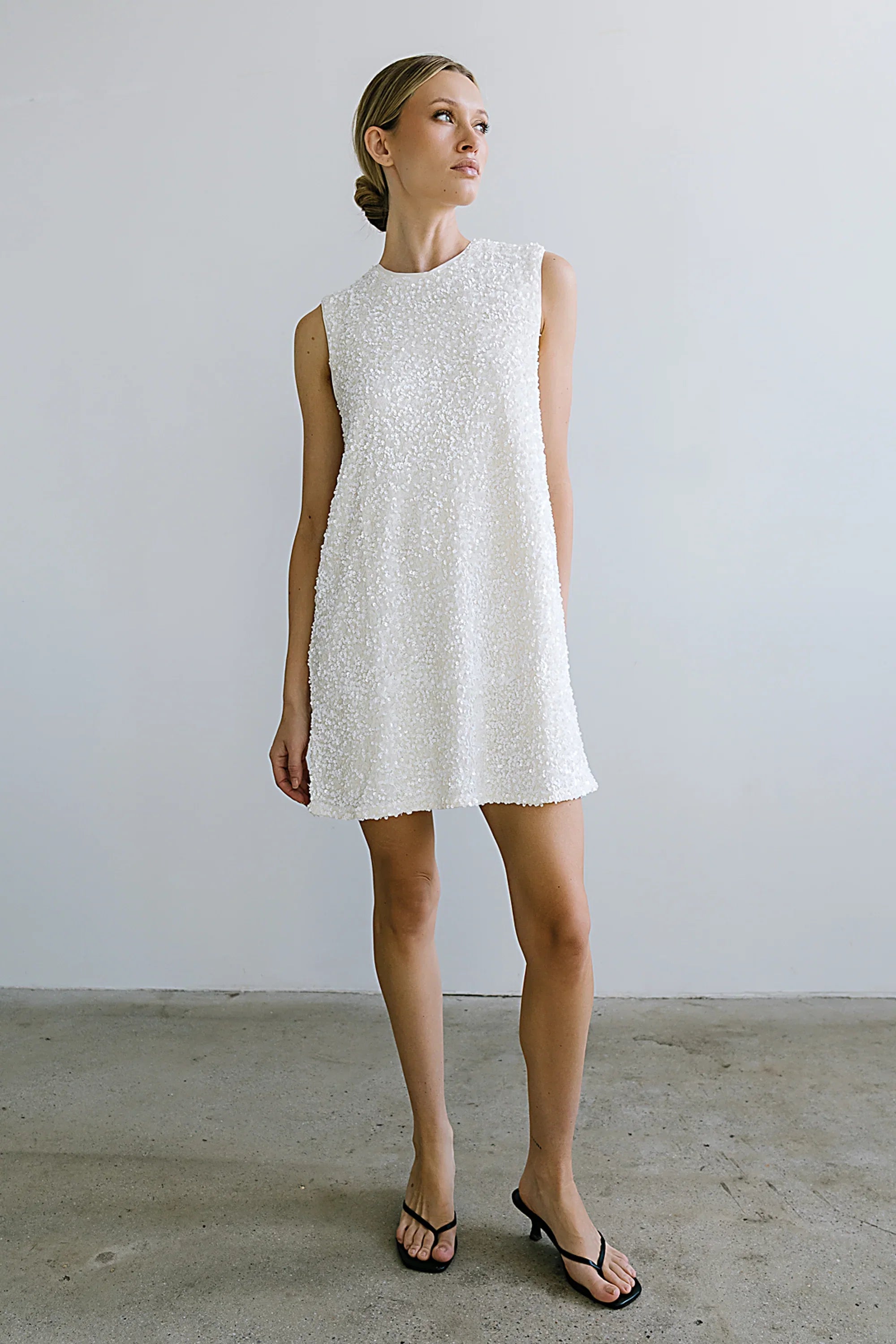 Bessie Sequin Mini Dress in Cream FINAL SALE