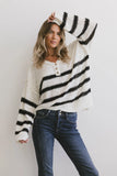 Gracia Striped Sweater Top in Cream FINAL SALE