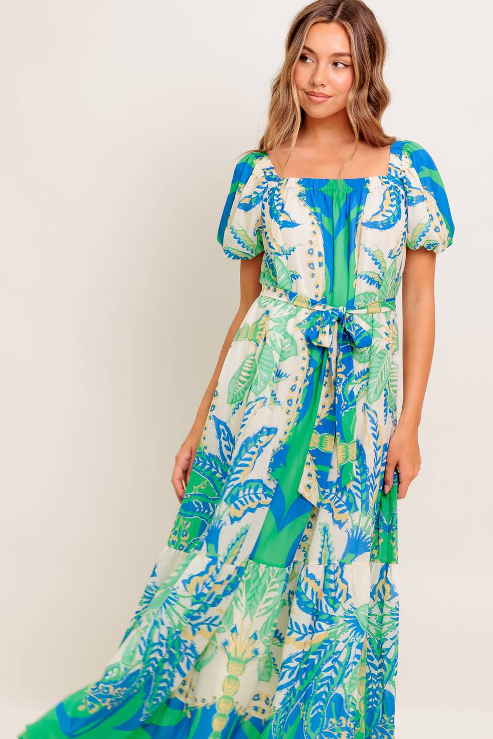 MADDISON MAXI DRESS GREEN BLUE