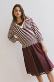Cecy Embroidered Midi Dress in Burgundy FINAL SALE