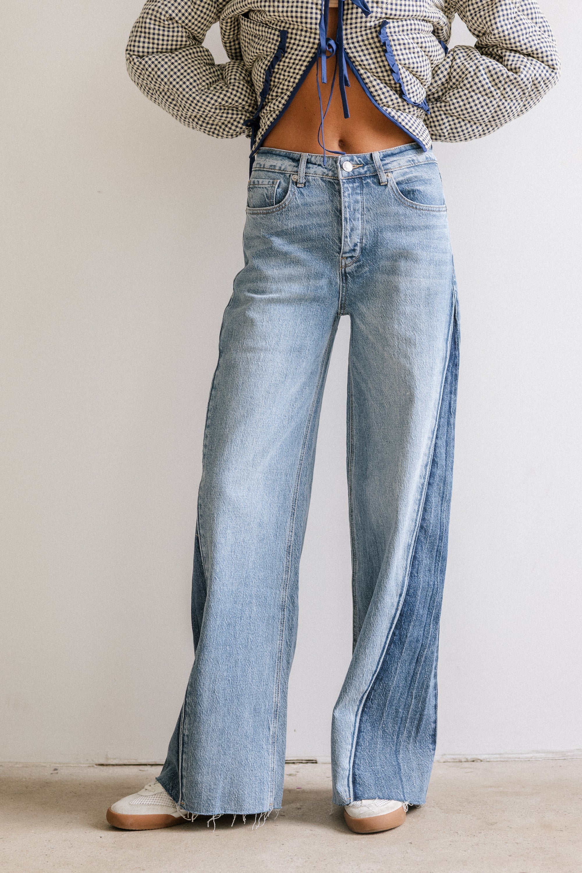 Sofia Contrast Wide Leg Jeans
