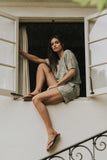 Kortney Floral Oversized Top in Sage