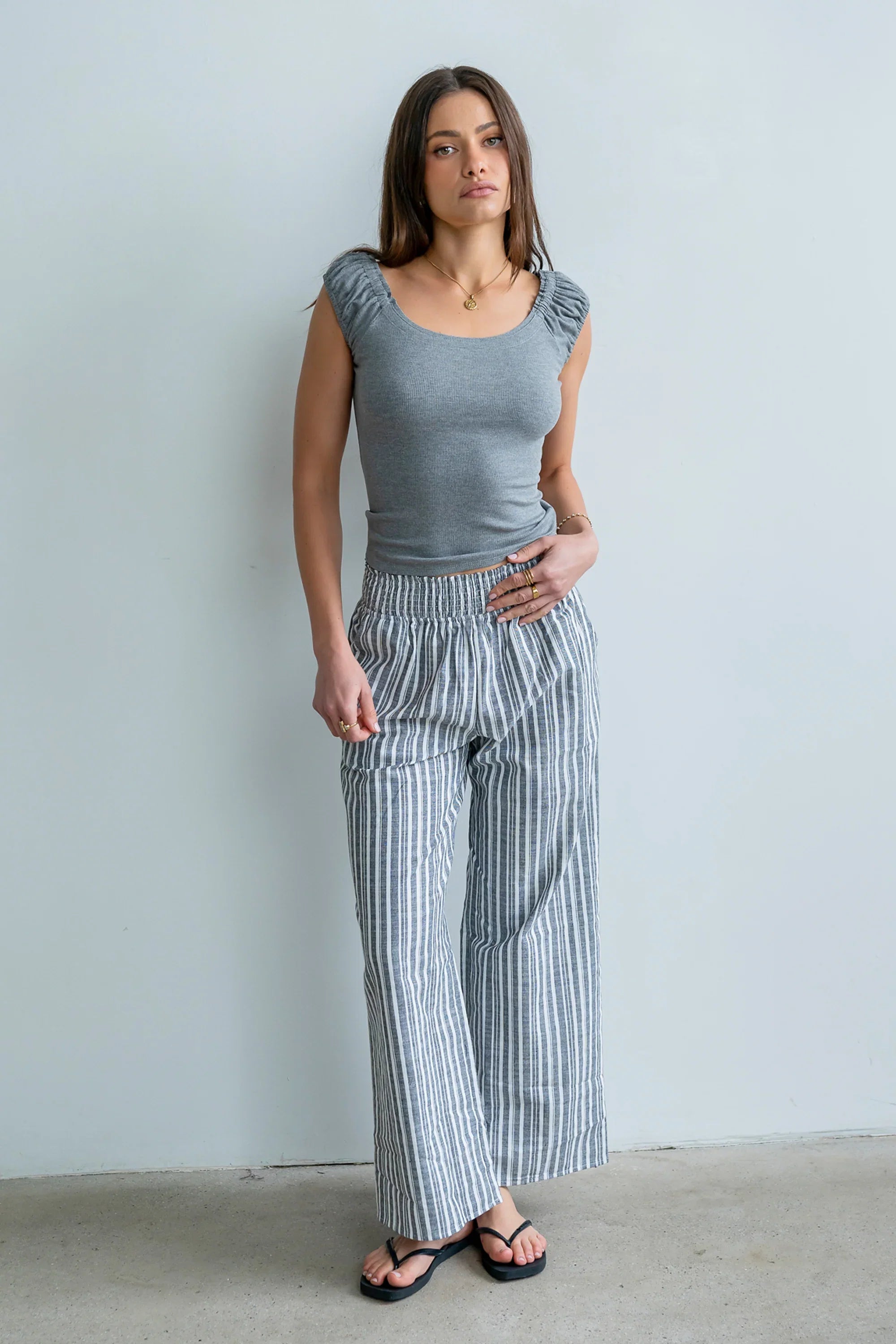 Indiana Striped Pants in Black