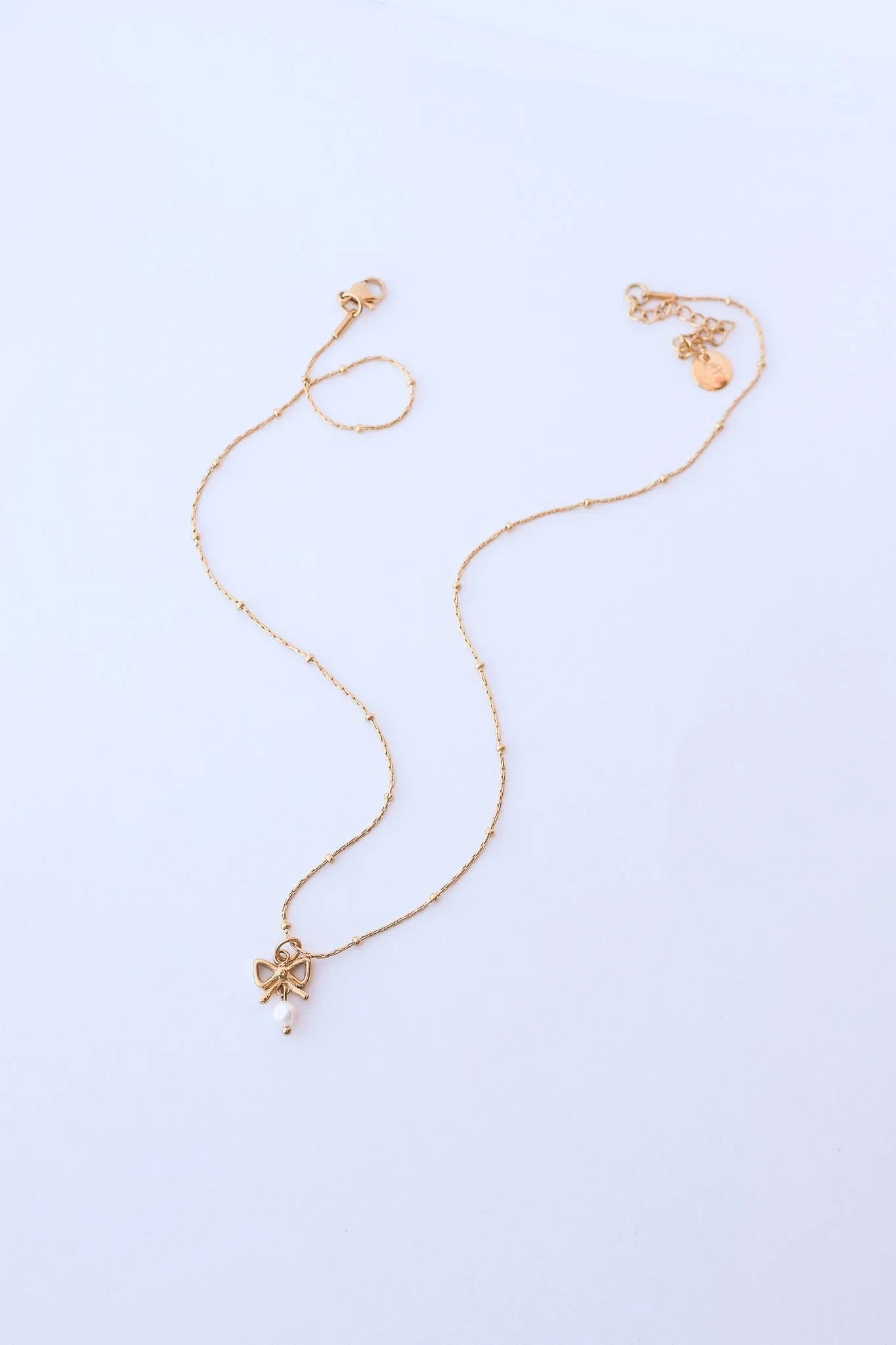 Jane Bow Pearl Necklace