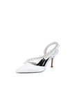 Royal Blue High Heels with Pearl and Crystal Embellishments Description