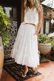 Minerva Tiered Midi Skirt in White FINAL SALE