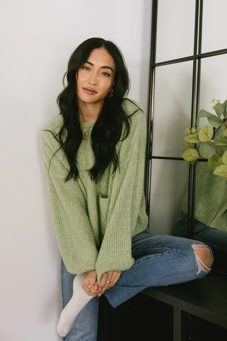 Aliyah Knit Sweater in Green FINAL SALE