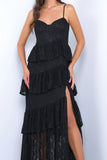 Vanna Lace Tiered Maxi Dress Black