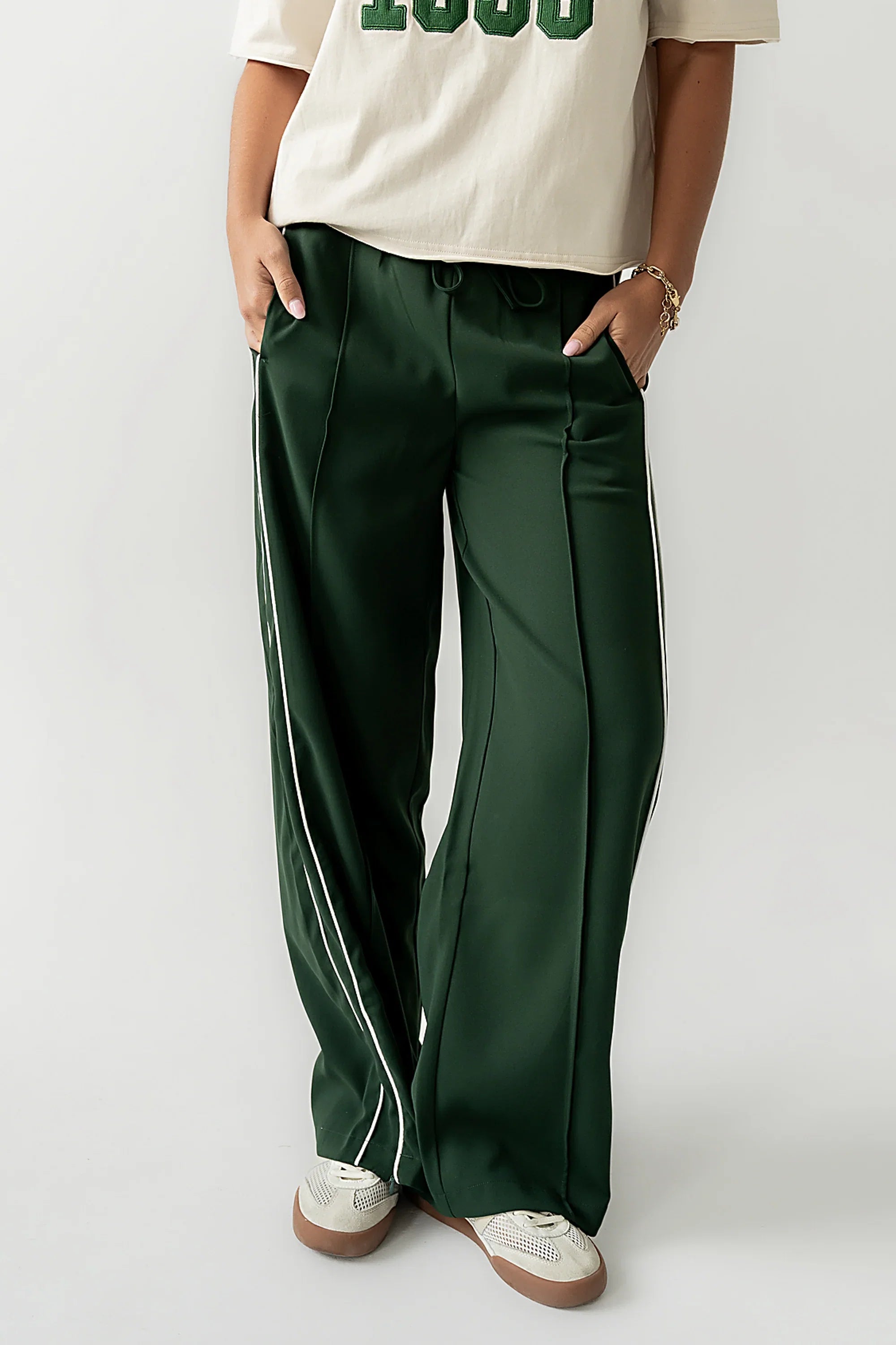 Emily Striped Wide Leg Pants in Green