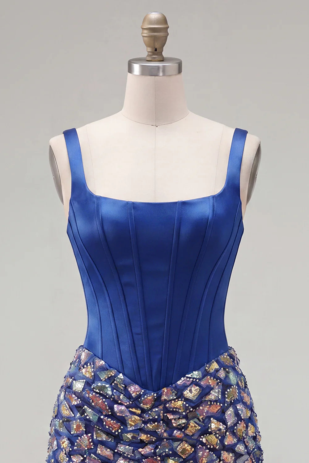 Corset Bodycon Mirrored Dark Blue Homecoming Dress