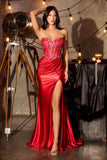 Colby Gown Floral Corset Satin Gown