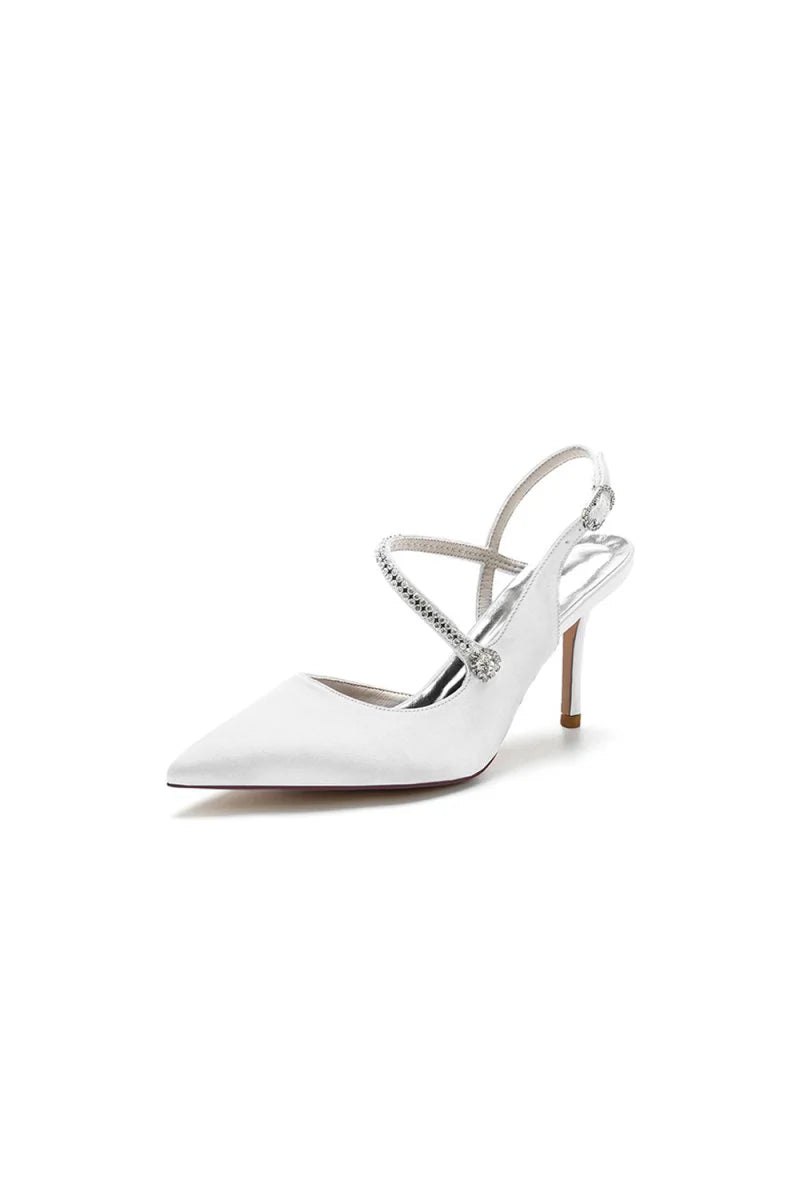 Crystal Strap Pointed Toe Stiletto Heel Shoes