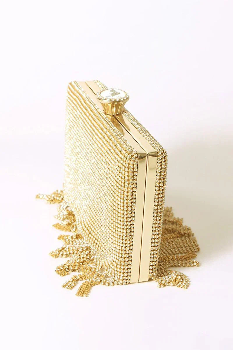 Tassels Golden Exquisite Square Party Handbag