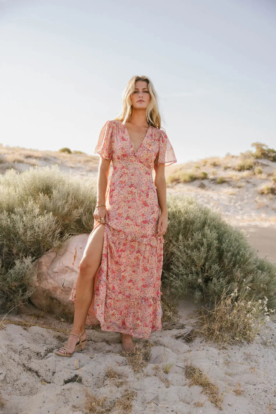 Manoella Floral Maxi Dress in Red FINAL SALE