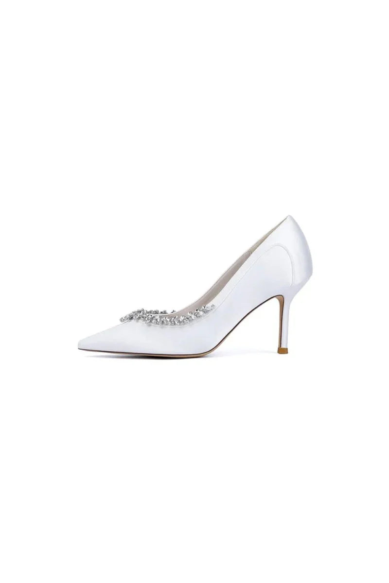 Burgundy High Heels with Crystal Embellishments
