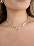 Golden Flat Rectangle Chain Necklace
