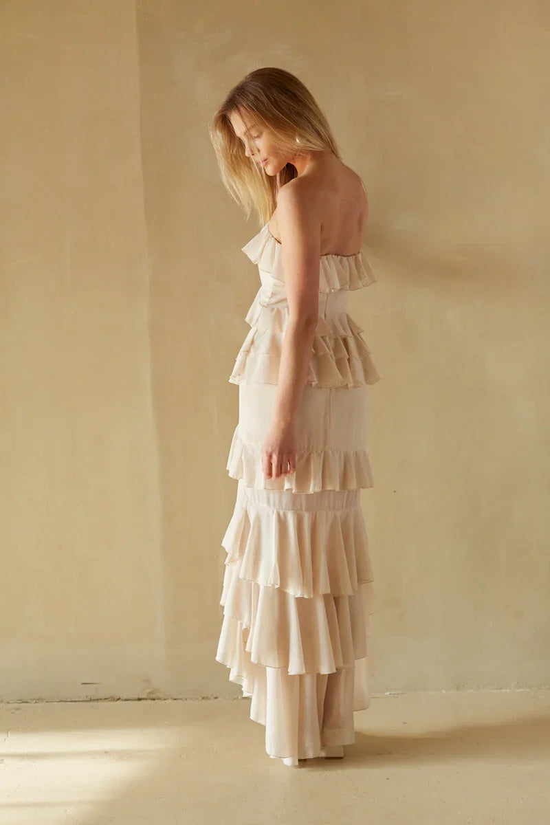 Clementine High Low Ruffle Maxi Dress