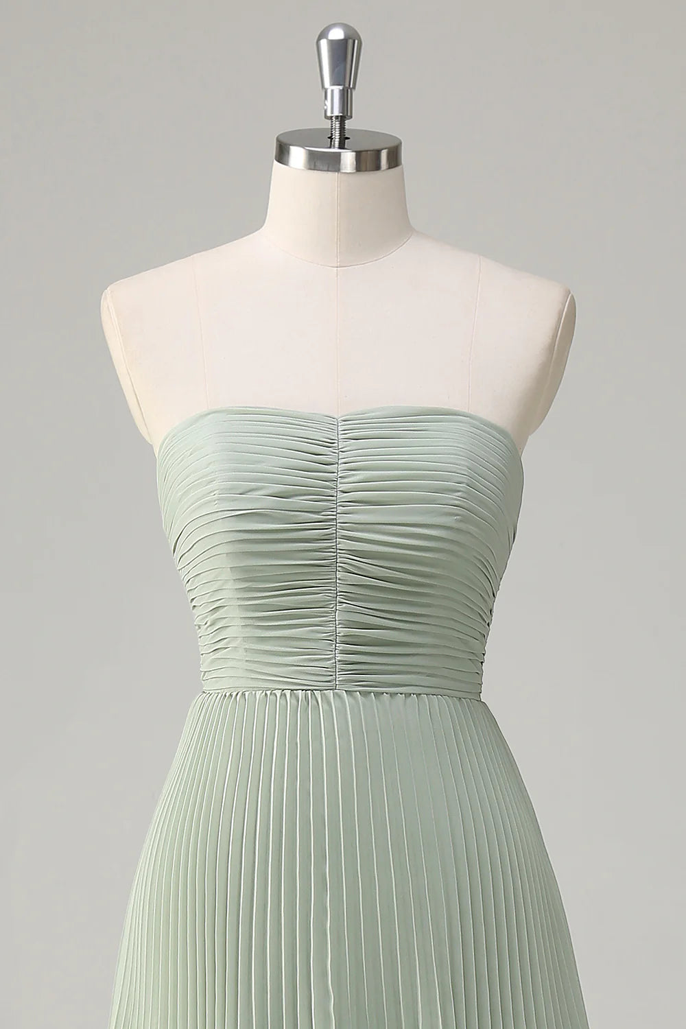 Dusty Sage A Line Sweetheart Tiered Chiffon Floor Length Dress