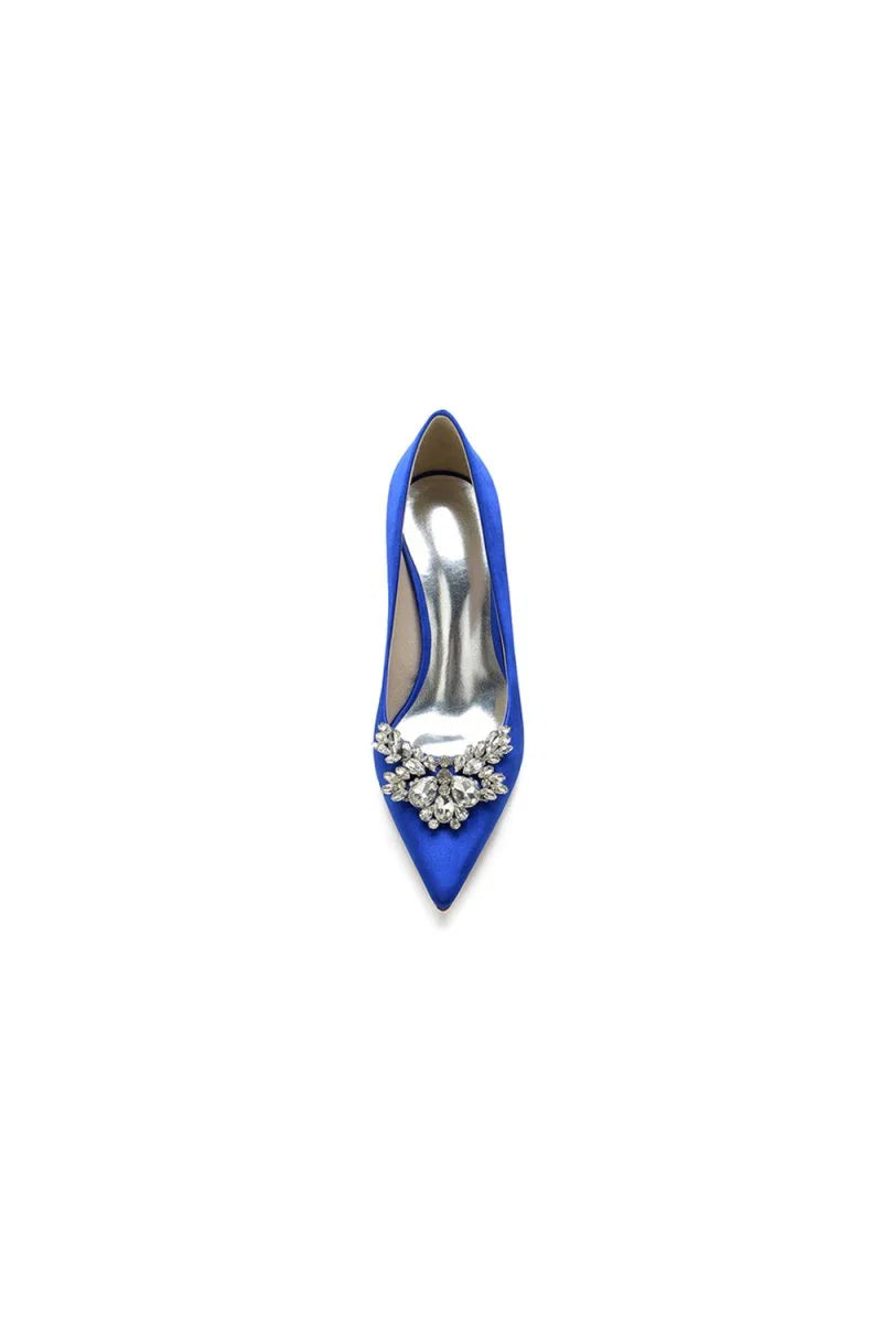 Party Pointed Toe Crystal Satin High Heels