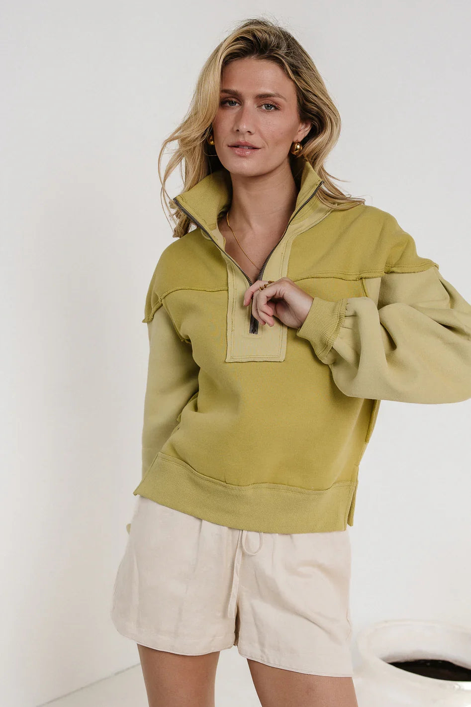 Zeya Half Zip Sweatshirt in Lime FINAL SALE