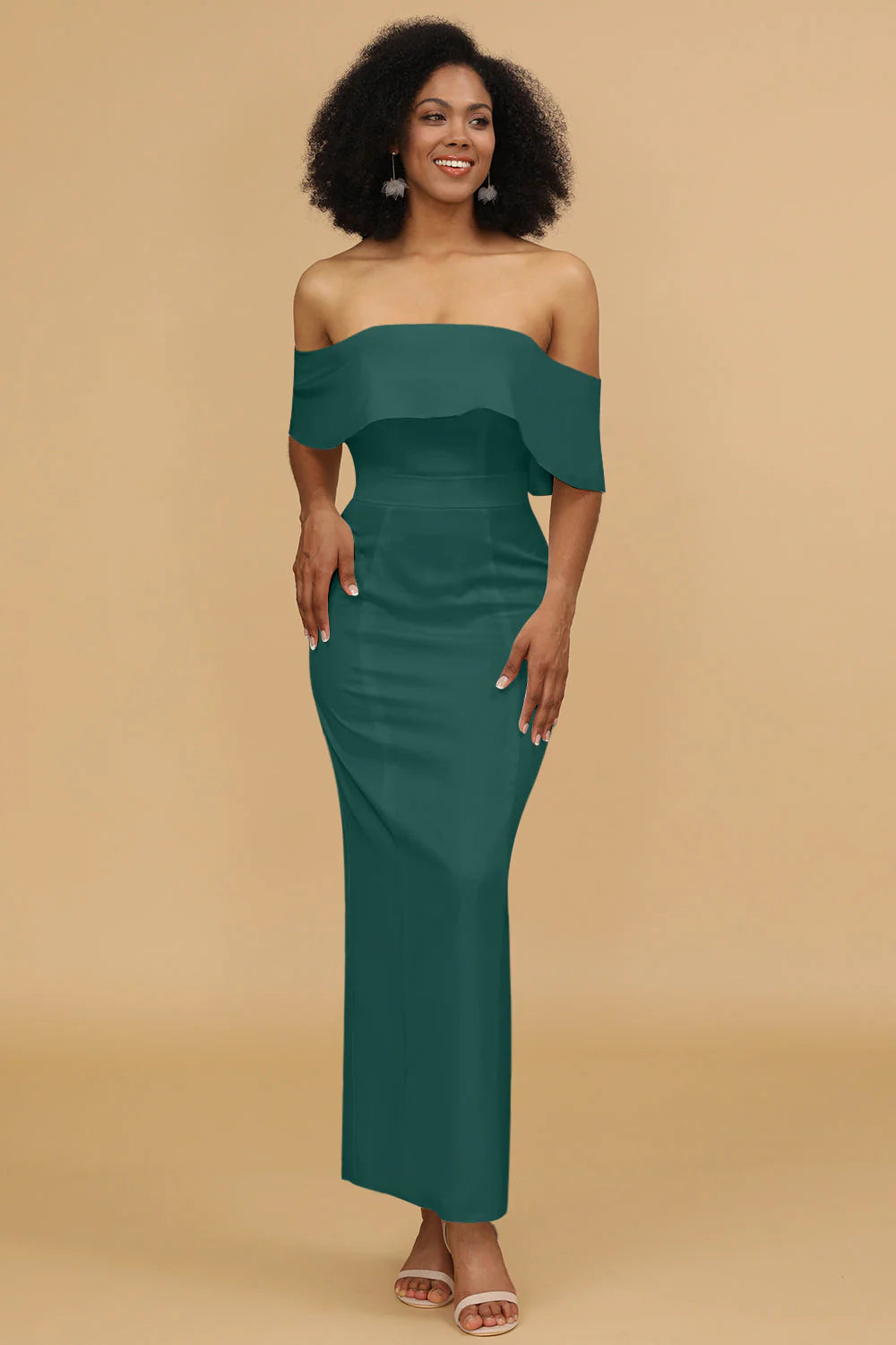 Mermaid Off the Shoulder Floor Length Satin Bridesmaid Dress