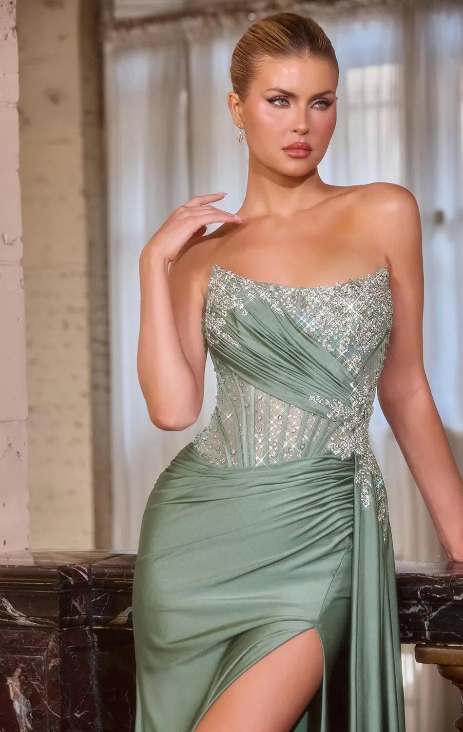 Femka Gown Draped Waist Strapless Dress