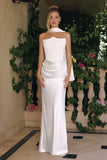 CARTER GOWN OFF WHITE STRAPLESS CORSET DRESS WITH SCARF