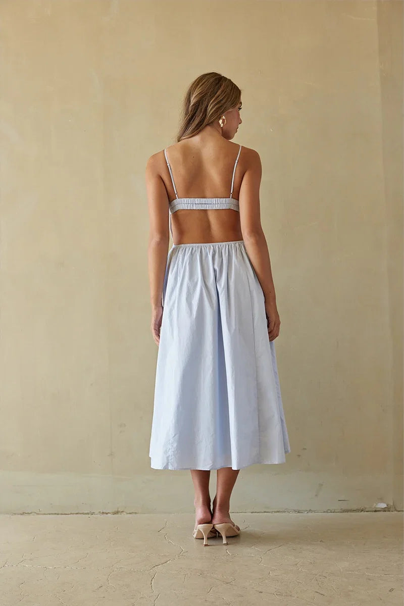 NIA Destene Open Back Midi Dress