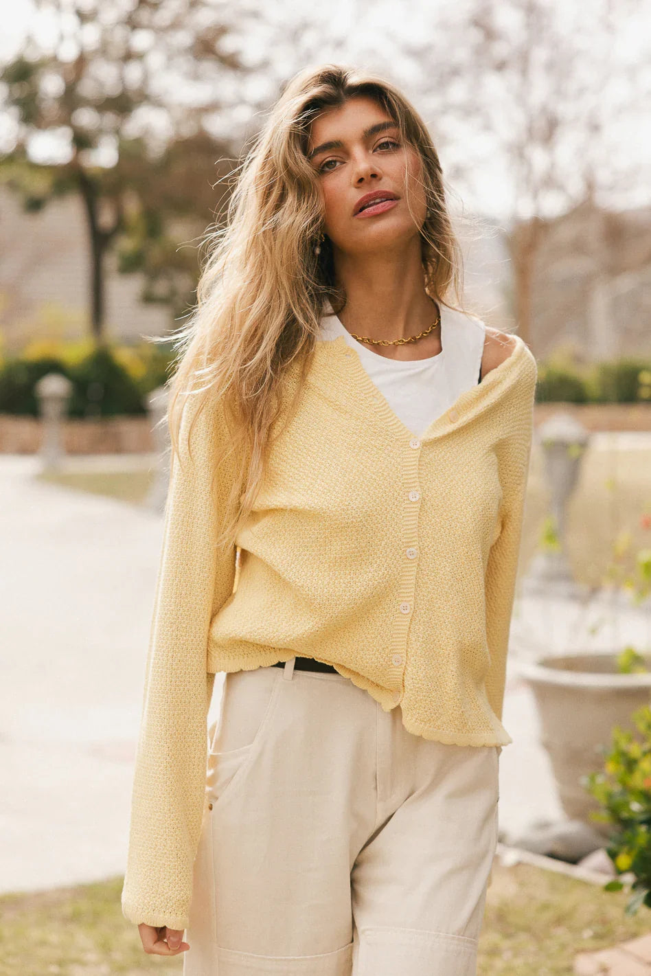 Azuline Knit Cardigan in Yellow FINAL SALE