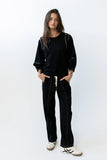 Malinda Mixed Media Baggy Pants in Black FINAL SALE
