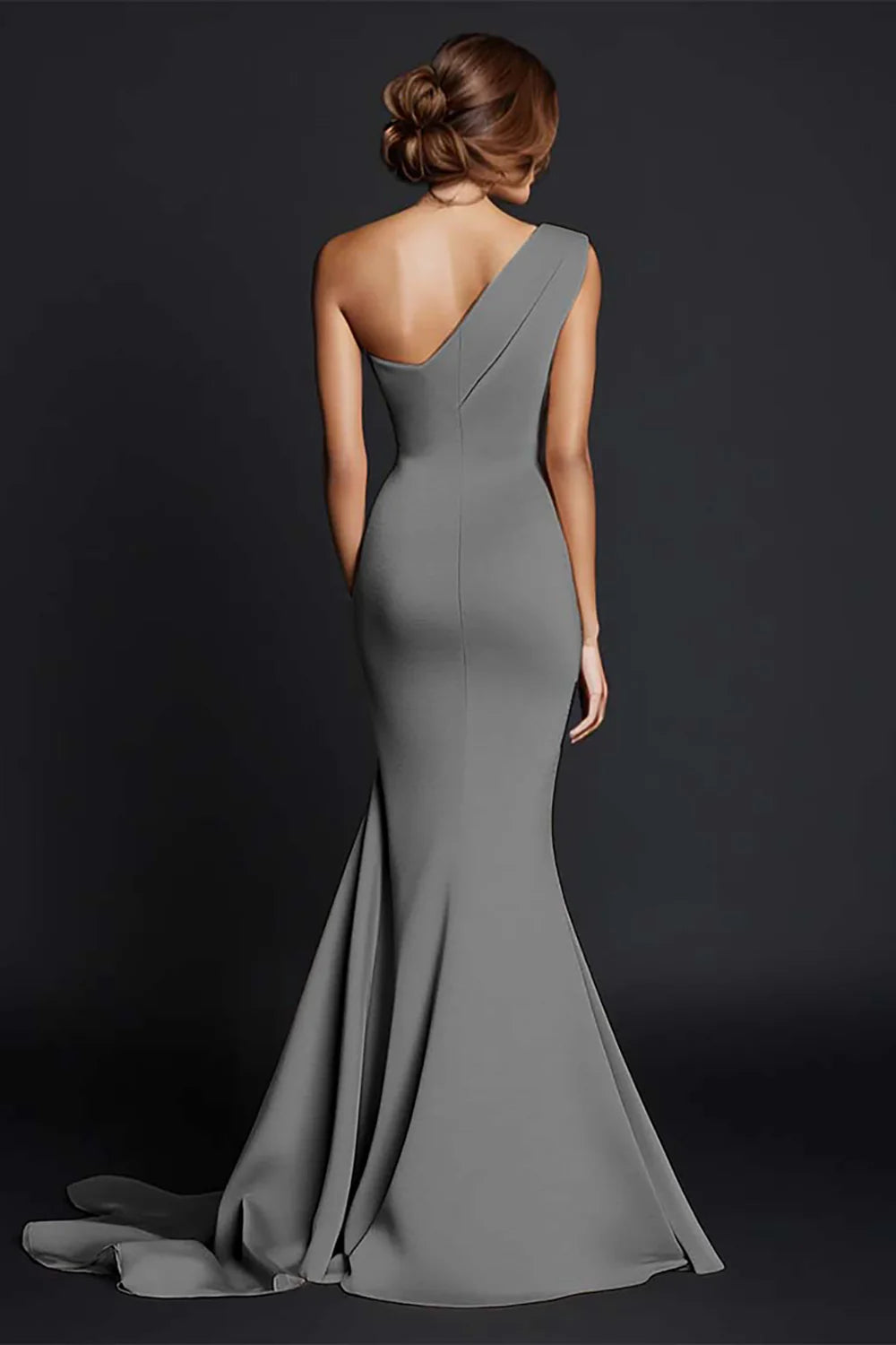 Khaki Mermaid One Shoulder Maxi Dress